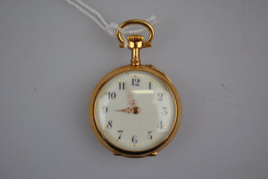 Appraisal: A lady's French gold fob watch with enamel dial