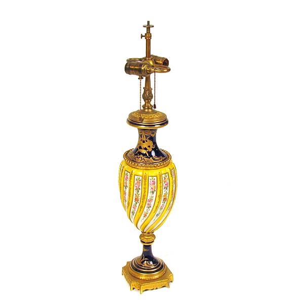 Appraisal: A Sevres style porcelain lamp height in diameter in