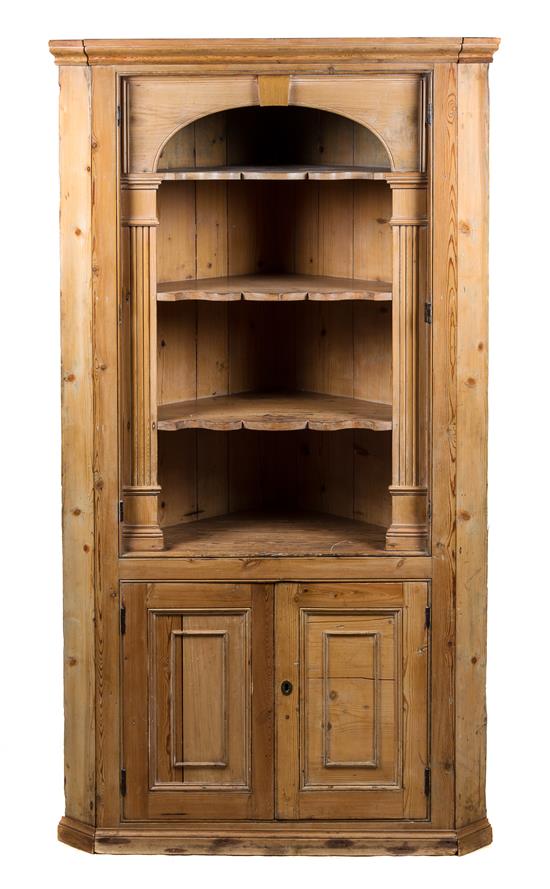 Appraisal: Sale Lot An American Pine Corner Cupboard th century having