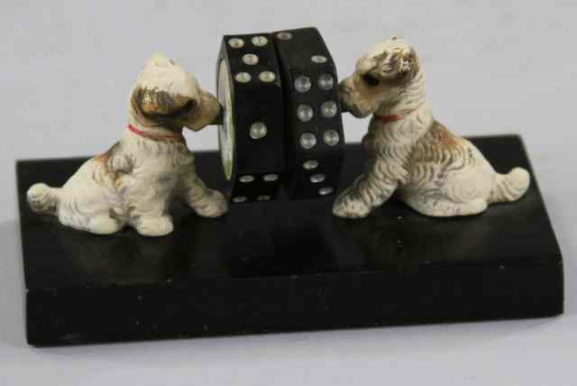 Appraisal: PUPS AND DICE SPINNER Very unusual dice spinner table display