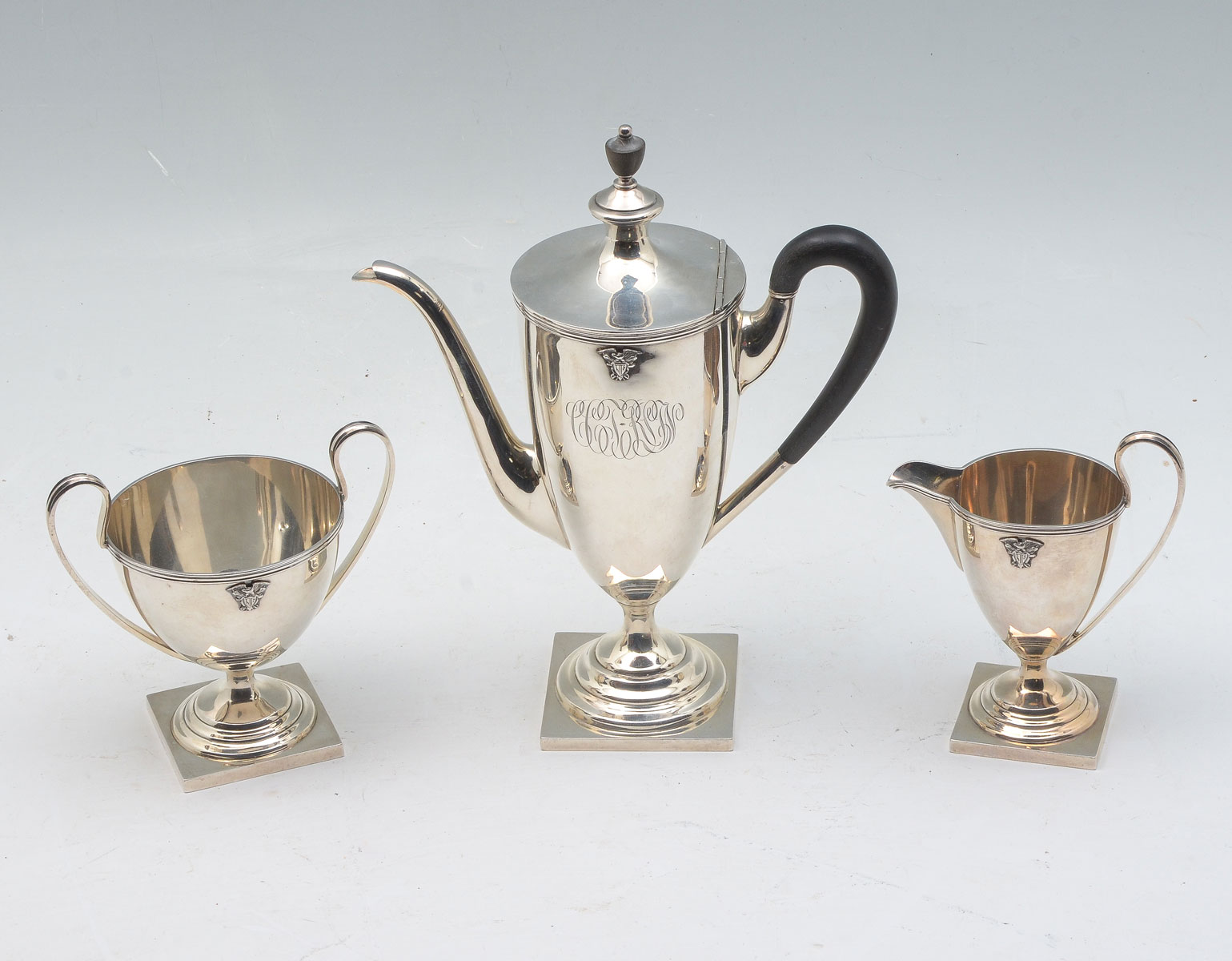 Appraisal: PC STERLING SILVER WEST POINT TEA SET Approx Troy ounces