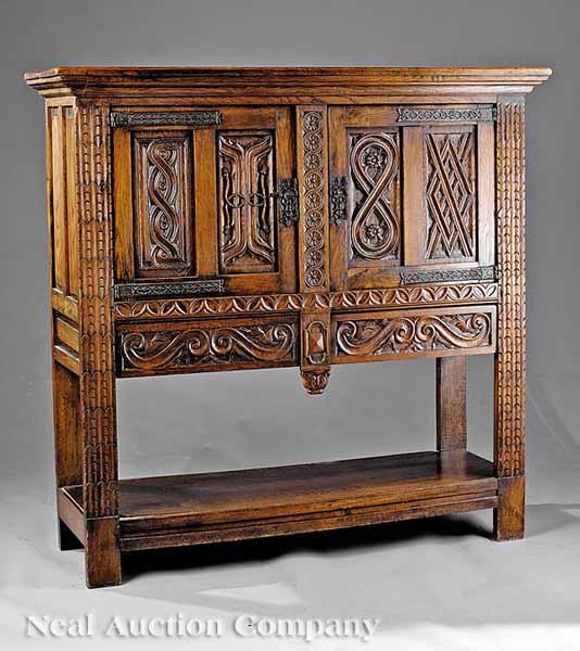 Appraisal: An English Elizabethan Revival Carved Oak Cabinet late th c