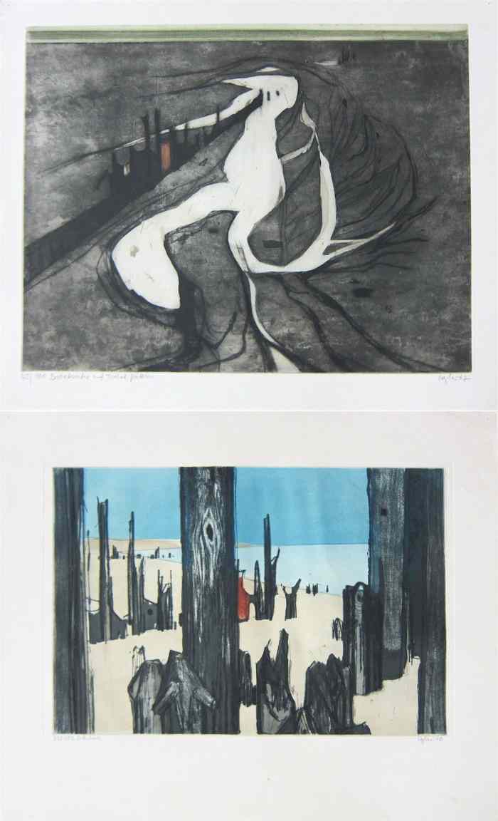 Appraisal: OTTO EGLAU TWO ETCHINGS AND AQUATINTS ON PAPER German -