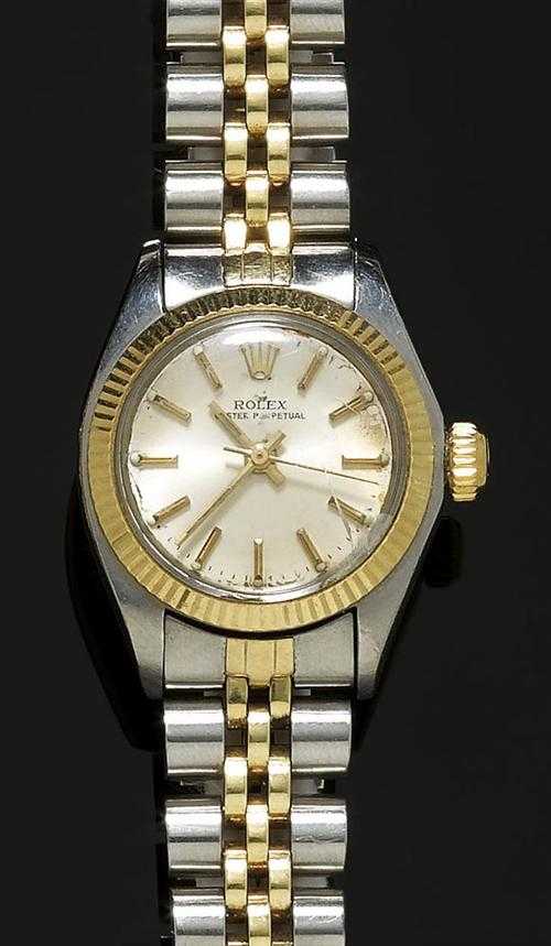 Appraisal: BICOLOR LADY'S WRISTWATCH AUTOMATIC ROLEX s Steel and yellow gold