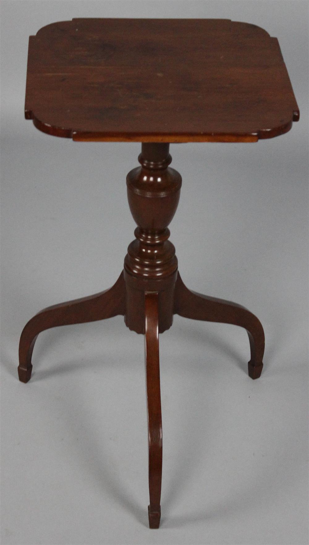 Appraisal: NEW ENGLAND CHERRYWOOD CANDLESTAND the rectangular top with shaped corners