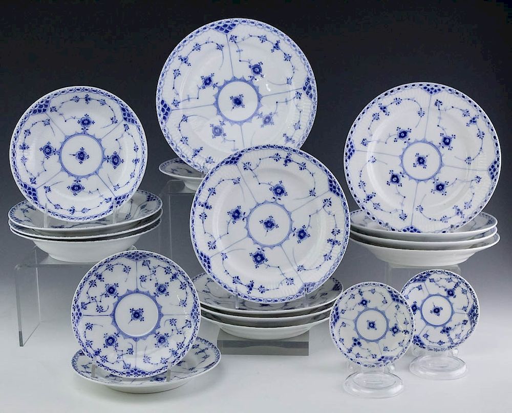 Appraisal: Royal Copenhagen Blue Fluted Lace Porcelain Plates Assorted collection of