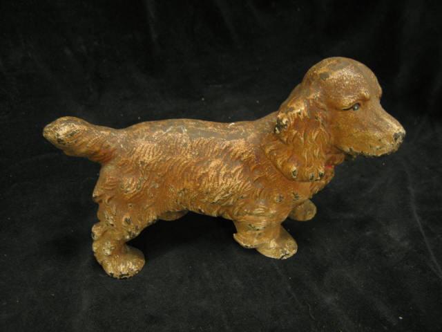 Appraisal: Cast Iron Figural Cocker Spaniel Doorstop original print long tall