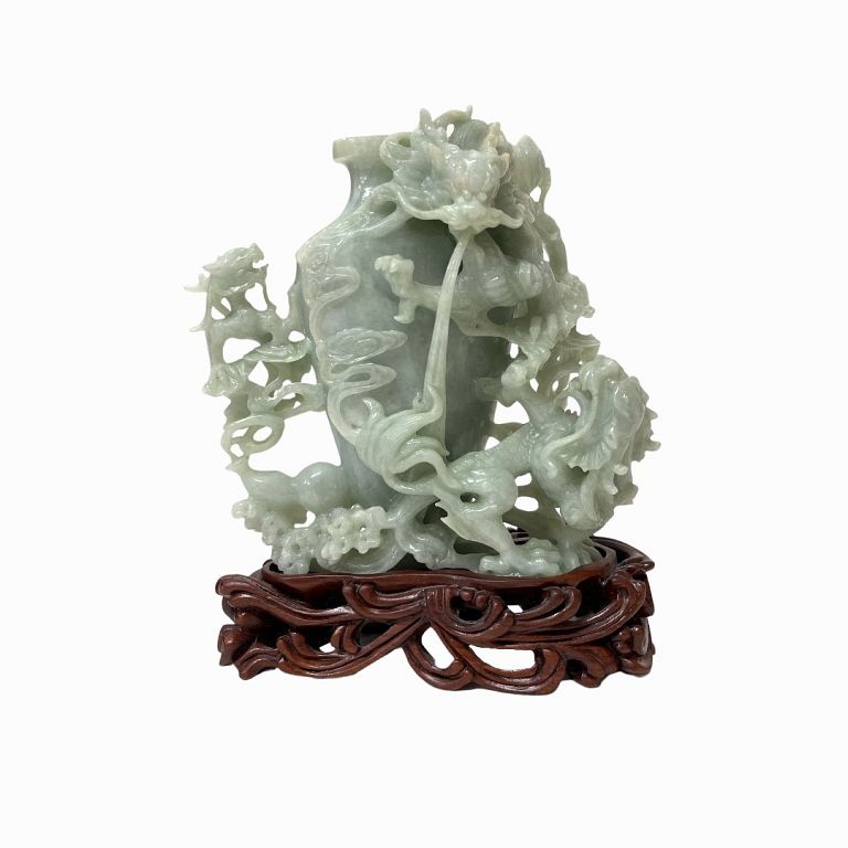 Appraisal: th Century Chinese Jade Dragon Sculpture th Century Chinese Jade