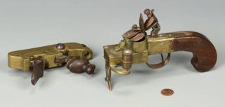 Appraisal: Flintlock Pistol Tinder Lighter and Cannon Flintlock Igniter items Flintlock