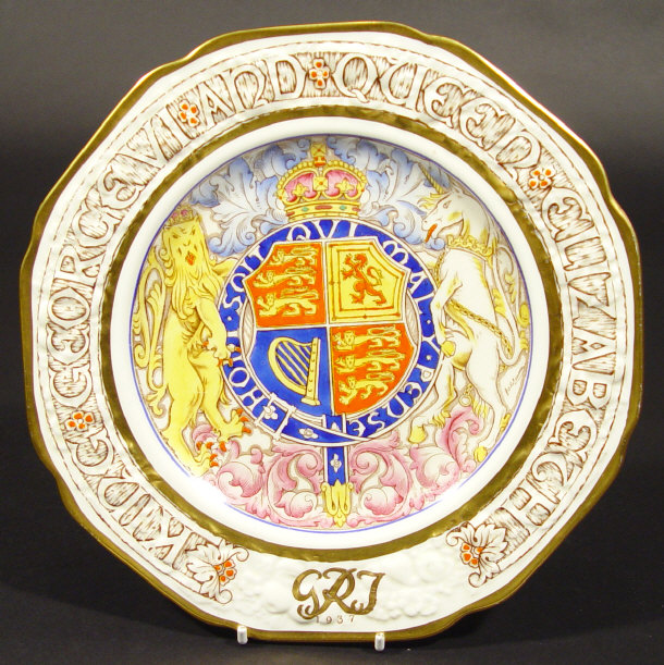 Appraisal: Paragon Coronation plate with relief moulded and hand painted decoration