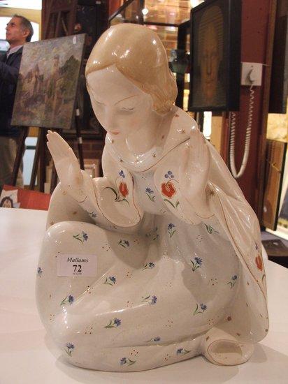 Appraisal: AN ITALIAN LENCI STYLE POTTERY FIGURE of the Virgin Mary