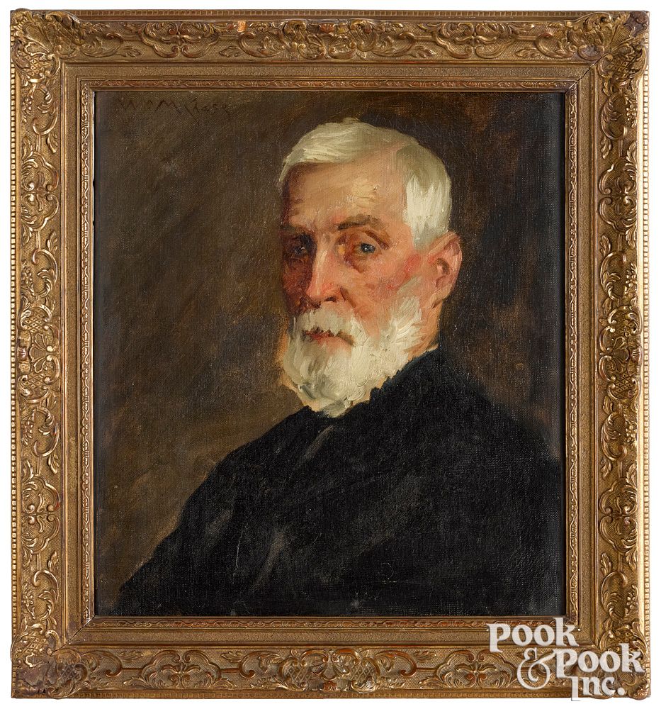 Appraisal: William Merritt Chase oil on canvas portrait William Merritt Chase