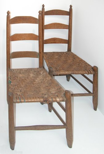 Appraisal: Handsome pair of ladder back or slat-back chairs with three