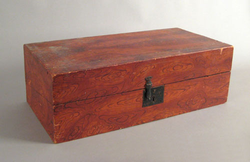 Appraisal: New England painted pine lock box th c retaining an