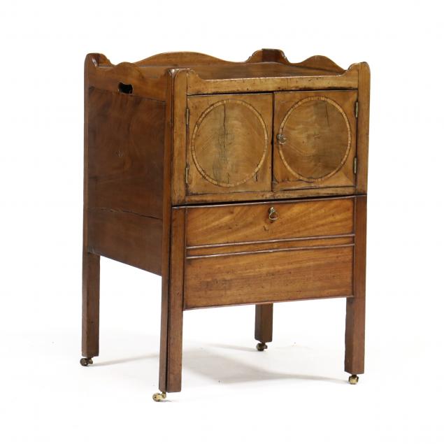 Appraisal: GEORGE III INLAID MAHOGANY POT CABINET Circa mahogany and mixed