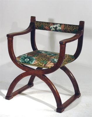 Appraisal: Four X framed chairs probably retailed by Liberty Co upholstered