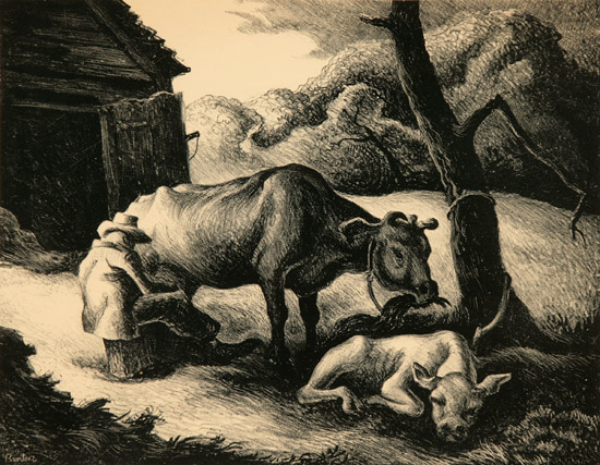 Appraisal: Thomas Hart Benton American - White Calf Fath Lithograph unsigned