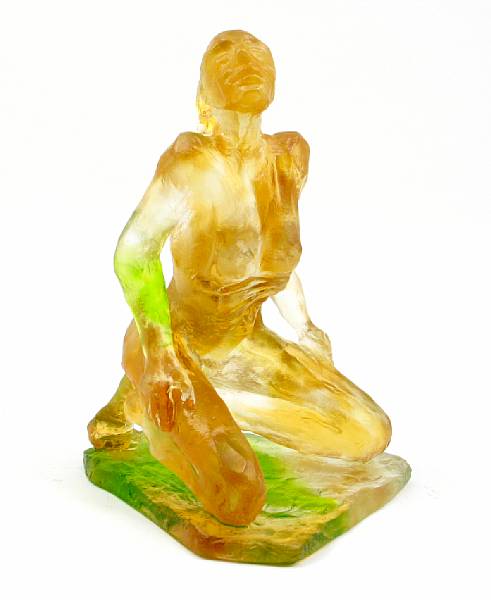 Appraisal: A contemporary French pate-de-cristal figure of a seated woman inscribed