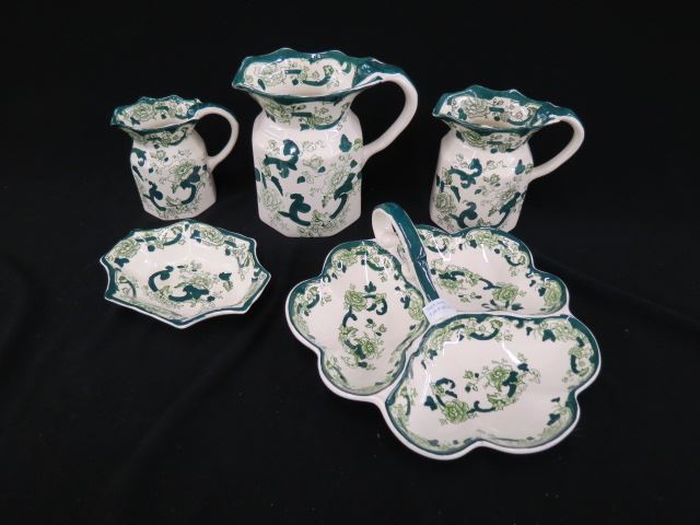 Appraisal: Mason's Ironstone Chartreuse Servers a graduated set of pitchers to