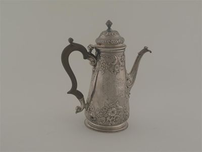 Appraisal: A George II coffee pot with embossed decoration around the