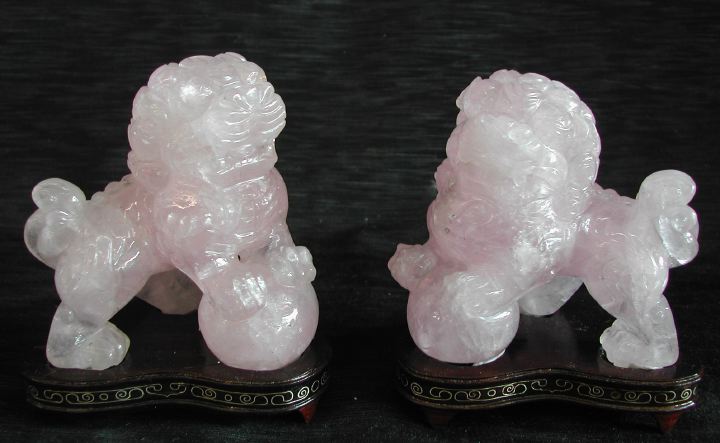 Appraisal: Pair of Chinese Carved Pale Mauve Quartz Cabinet Figures of