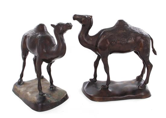 Appraisal: French school th century PAIR CAMELS bronze unsigned H W