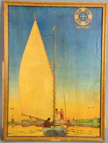 Appraisal: VINTAGE DUTCH SAILBOAT LITHOGRAPHImpressive Dutch lithograph with boat in full