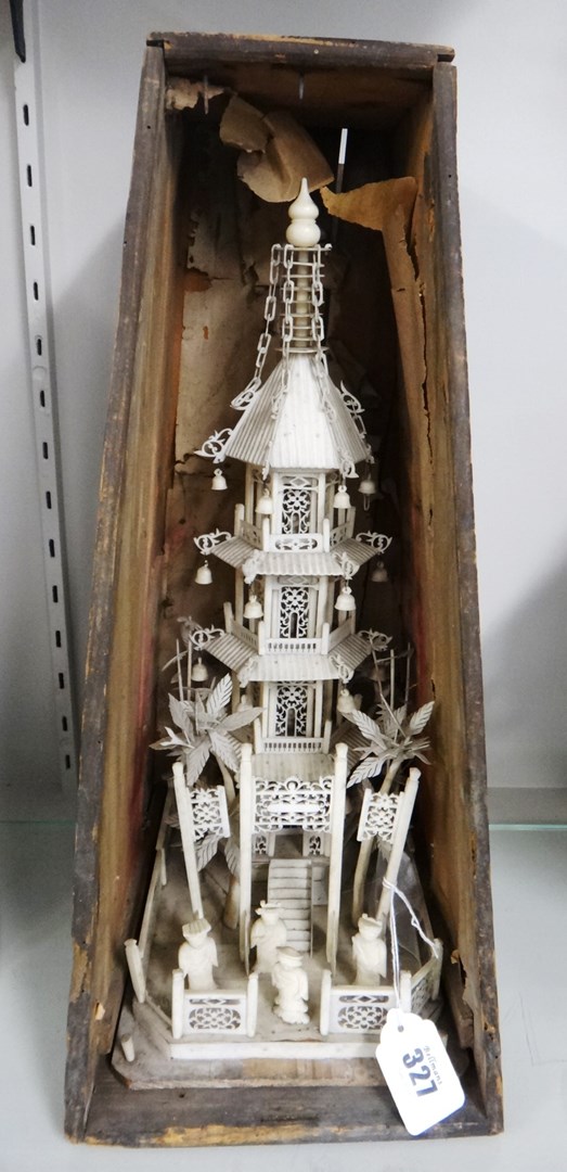 Appraisal: A Chinese ivory model of a pagoda th century the