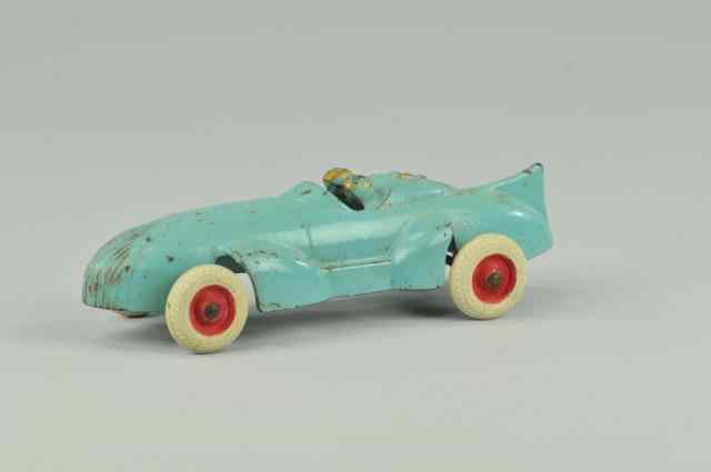 Appraisal: RACER Arcade cast iron painted in light blue overall great