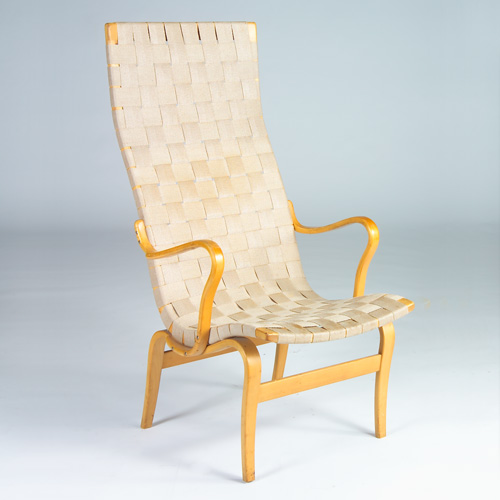 Appraisal: BRUNO MATHSSON KARL MATHSSON Pernilla lounge chair with oatmeal-colored cotton