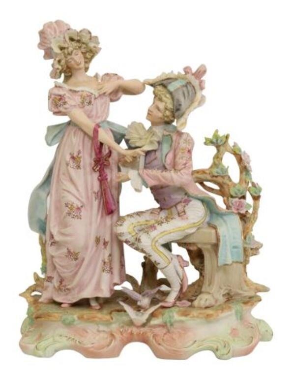 Appraisal: Biscuit porcelain figural group The Proposal Arnart Japan th c