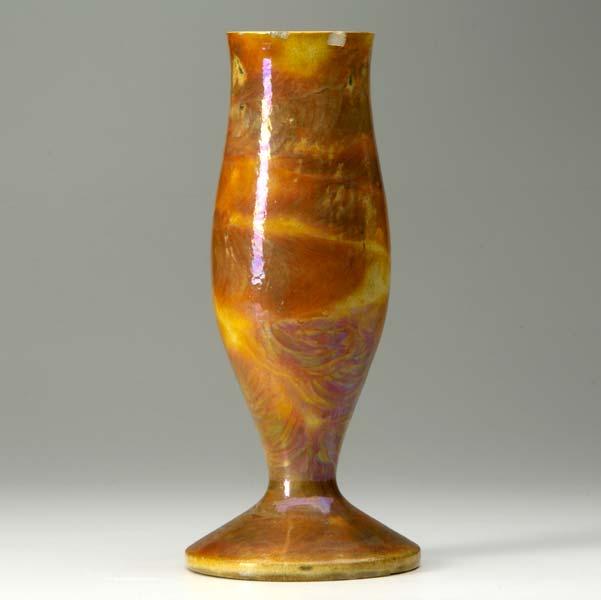 Appraisal: BROUWER Tall flame-painted vase Some chips to rim drilled hole