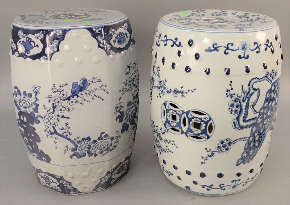 Appraisal: Two blue and white Chinese garden seats ht in and