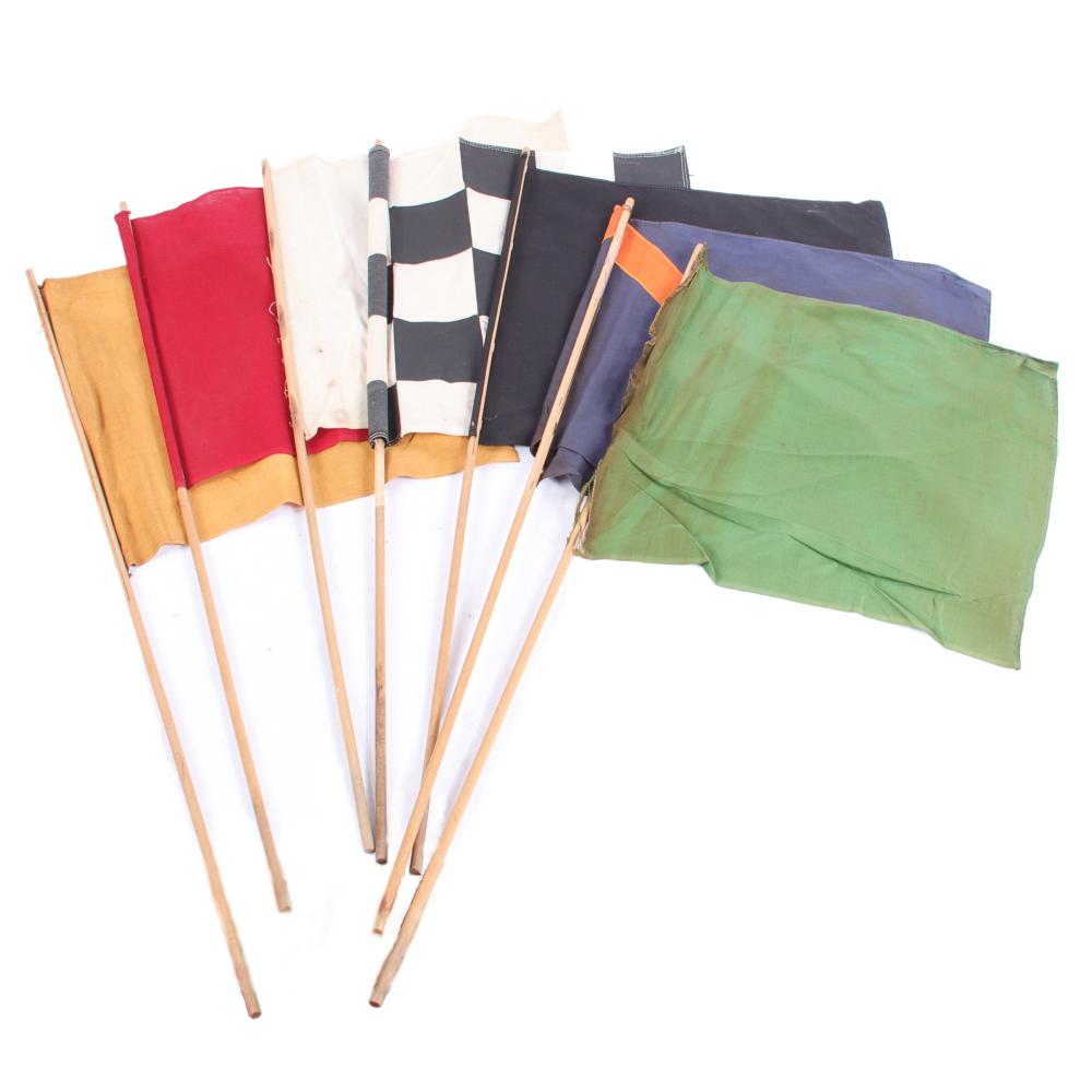 Appraisal: VINTAGE SET OF RACING FLAGS L POLE X W FLAG