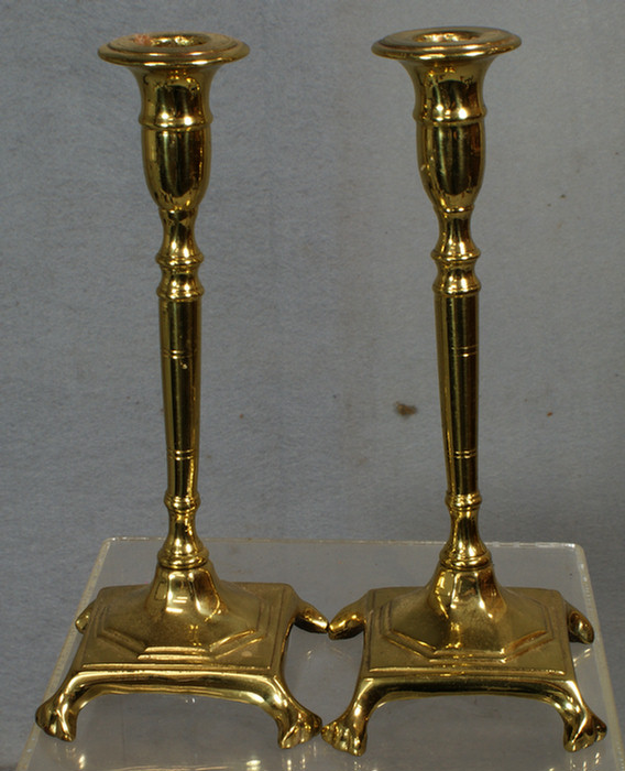 Appraisal: Pr of early brass candlesticks - h th - th