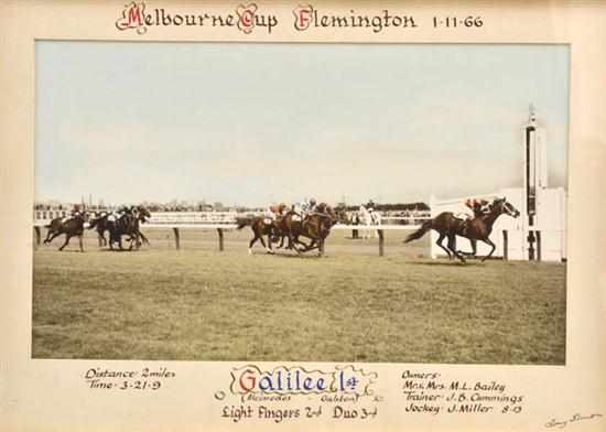 Appraisal: PHOTOGRAPH OF THE FINISH OF THE MELBOURNE CUP WON BY