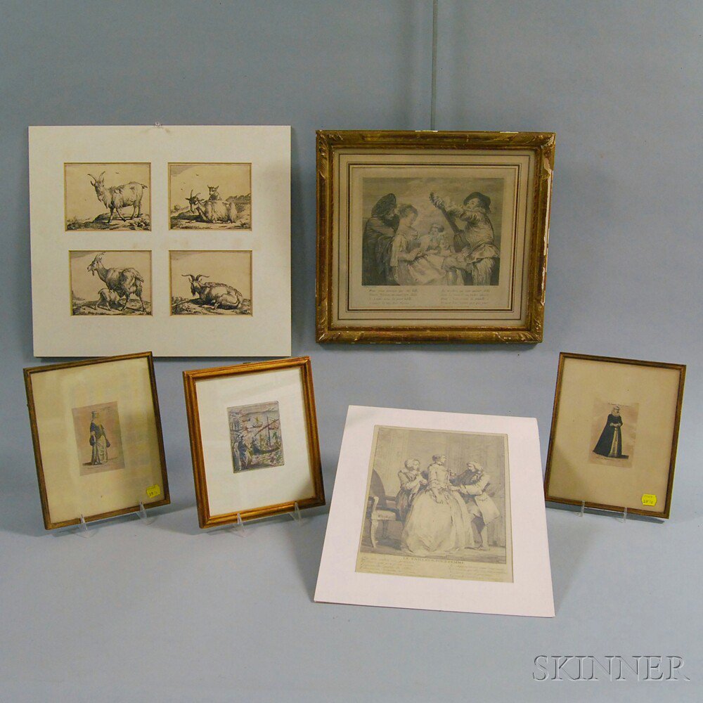 Appraisal: Nine Old Master Prints Charles-Nicholas Cochin French - Le Tailleur