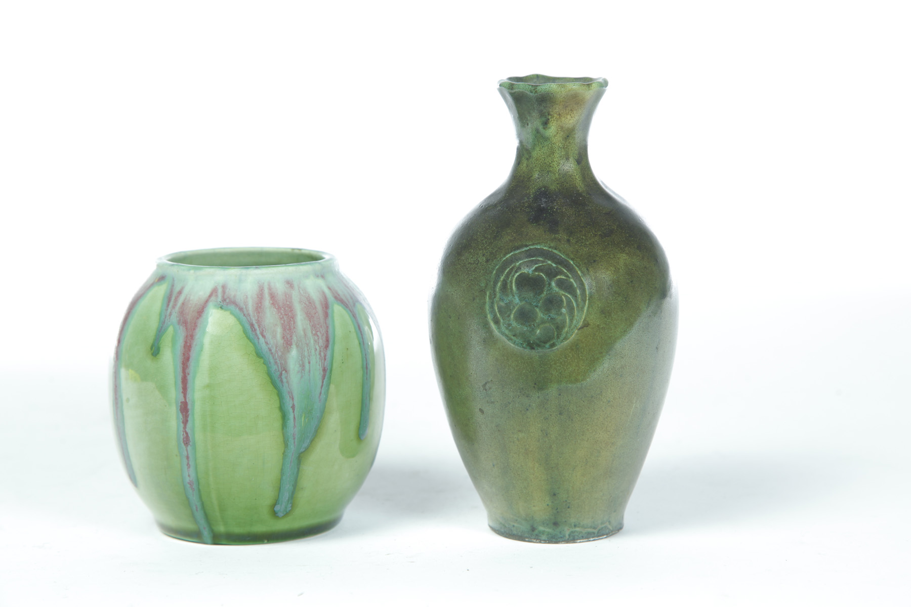 Appraisal: TWO CRAVEN EAST LIVERPOOL OHIO ARTS CRAFTS VASES - earthenware