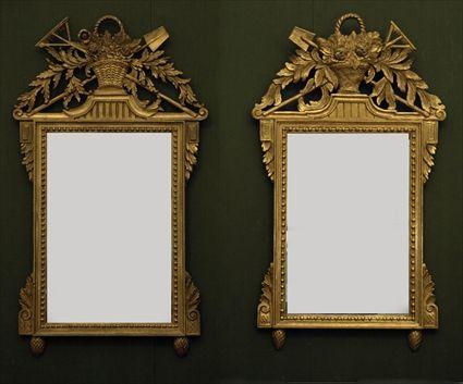 Appraisal: Pair of Louis XVI-Style Giltwood Mirrors