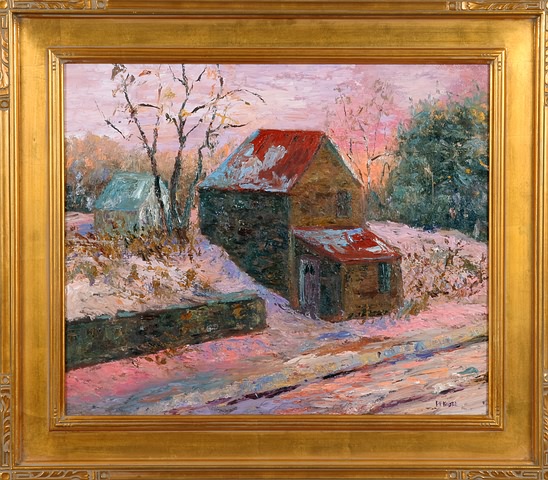 Appraisal: Easton Road Springhouse PA scene oil on canvas x SLR