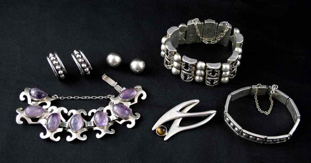 Appraisal: GROUP OF MEXICAN STERLING SILVER JEWELRY To include Victoria Anna