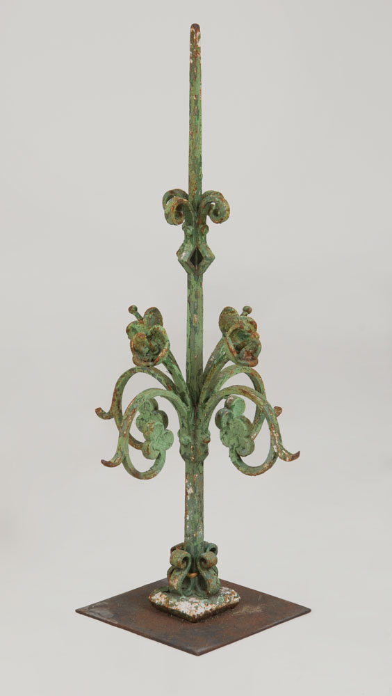 Appraisal: GREEN PAINTED CAST IRON LIGHTNING ROD x x in Ambassador