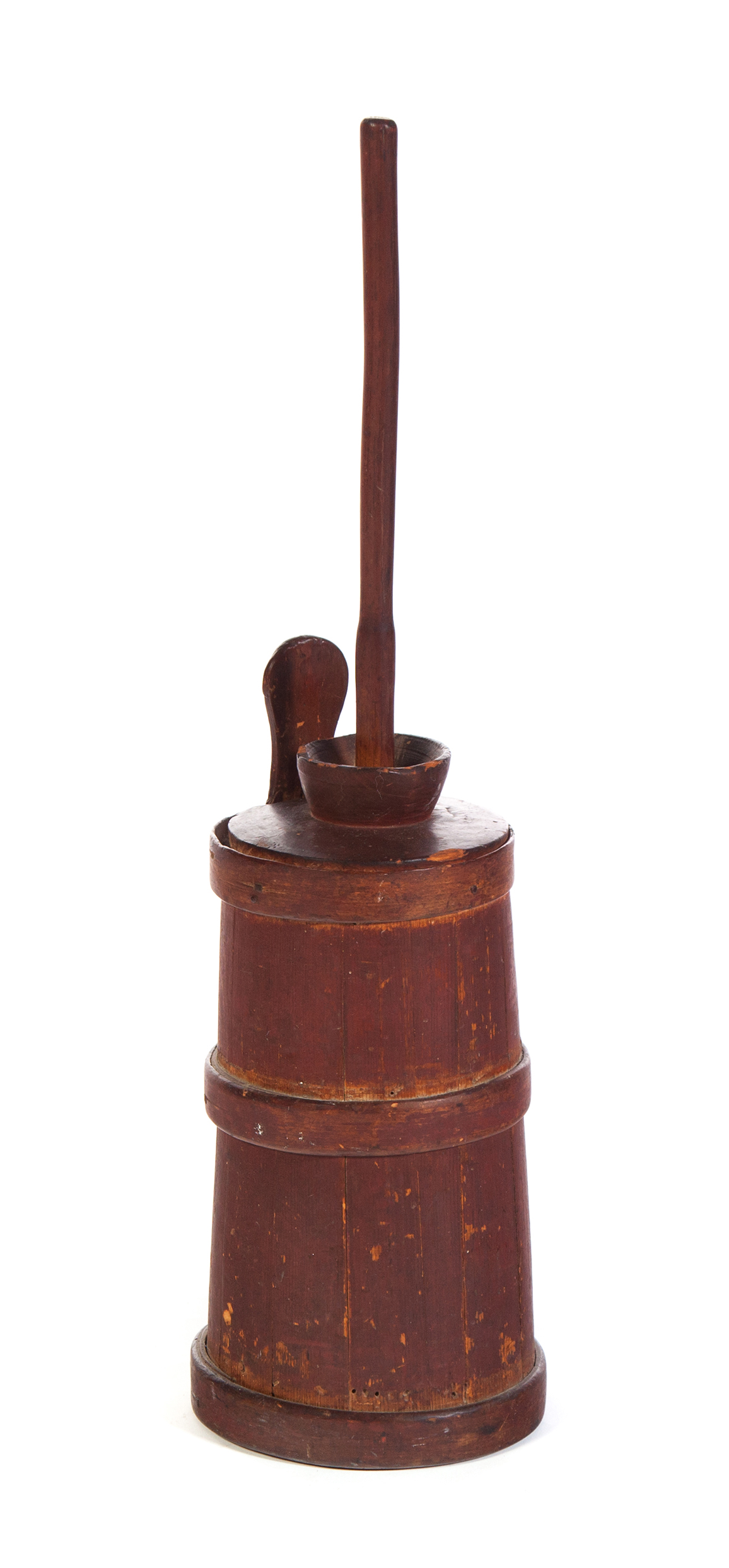 Appraisal: AMERICAN MINIATURE OR TABLETOP CHURN Nineteenth century Stave constructed churn