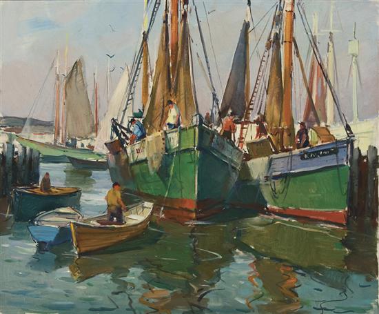 Appraisal: CARL WILLIAM PETERS American - Preparing the Boats oil on