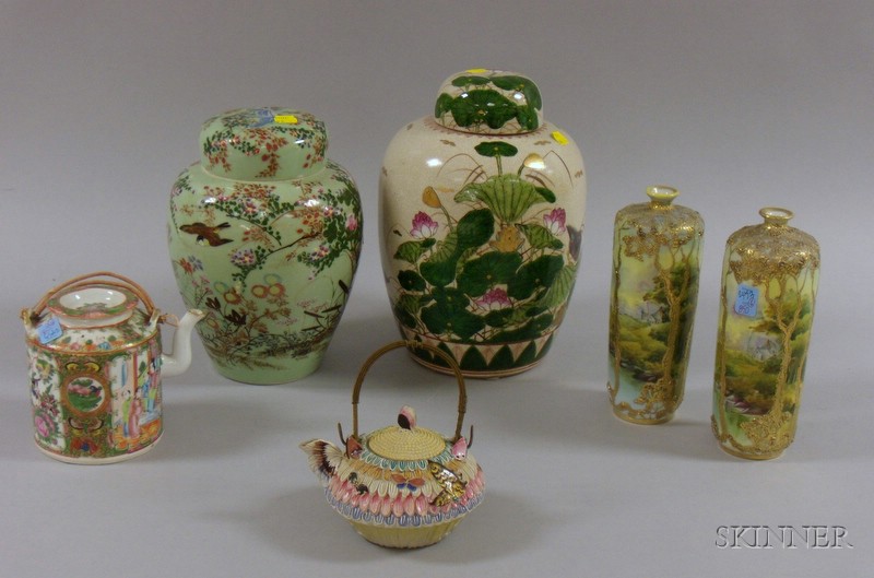 Appraisal: Six Assorted Asian Ceramic Teaware and Table Items a Rose