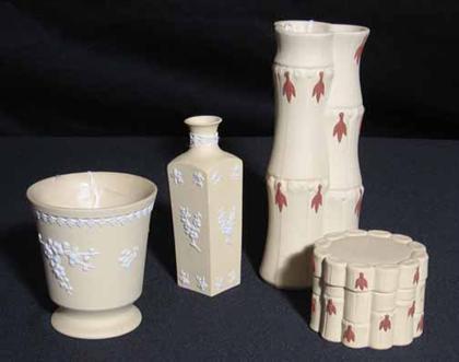 Appraisal: Four piece Wedgwood taupe jasperware items H of vase in