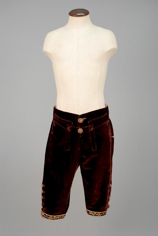 Appraisal: GENTS PLUM VELVET BREECHES c Narrow fall front having embroidered