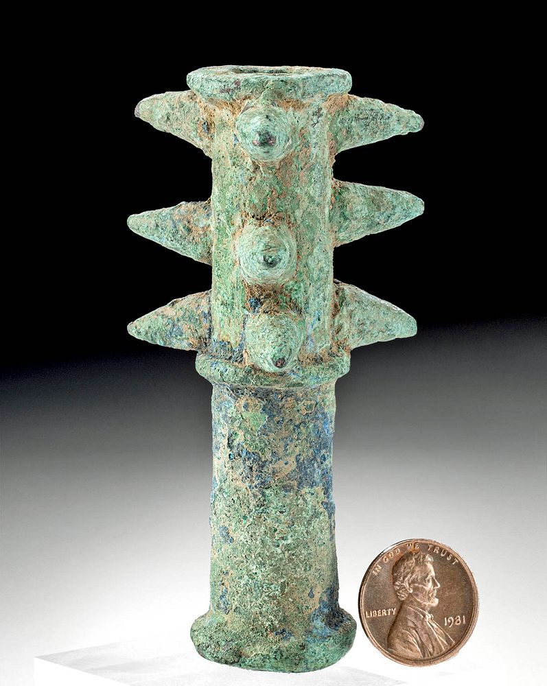 Appraisal: Luristan Copper Mace Head w Dangerous Spikes Ancient Near East