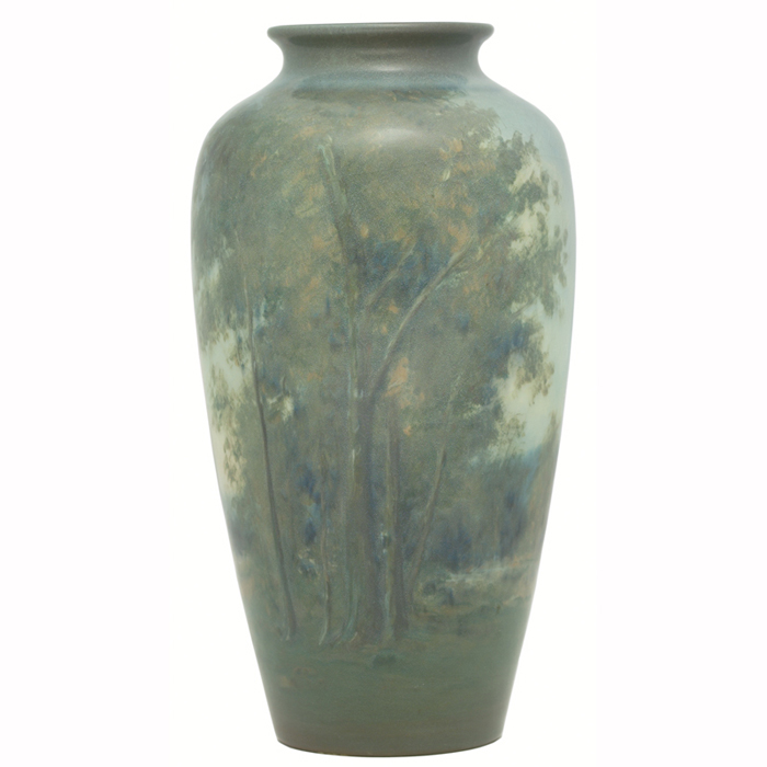 Appraisal: Good Rookwood vase Vellum glaze with an beautifully painted landscape