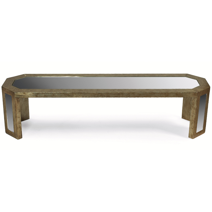 Appraisal: James Mont coffee table octagonal form mirrored top